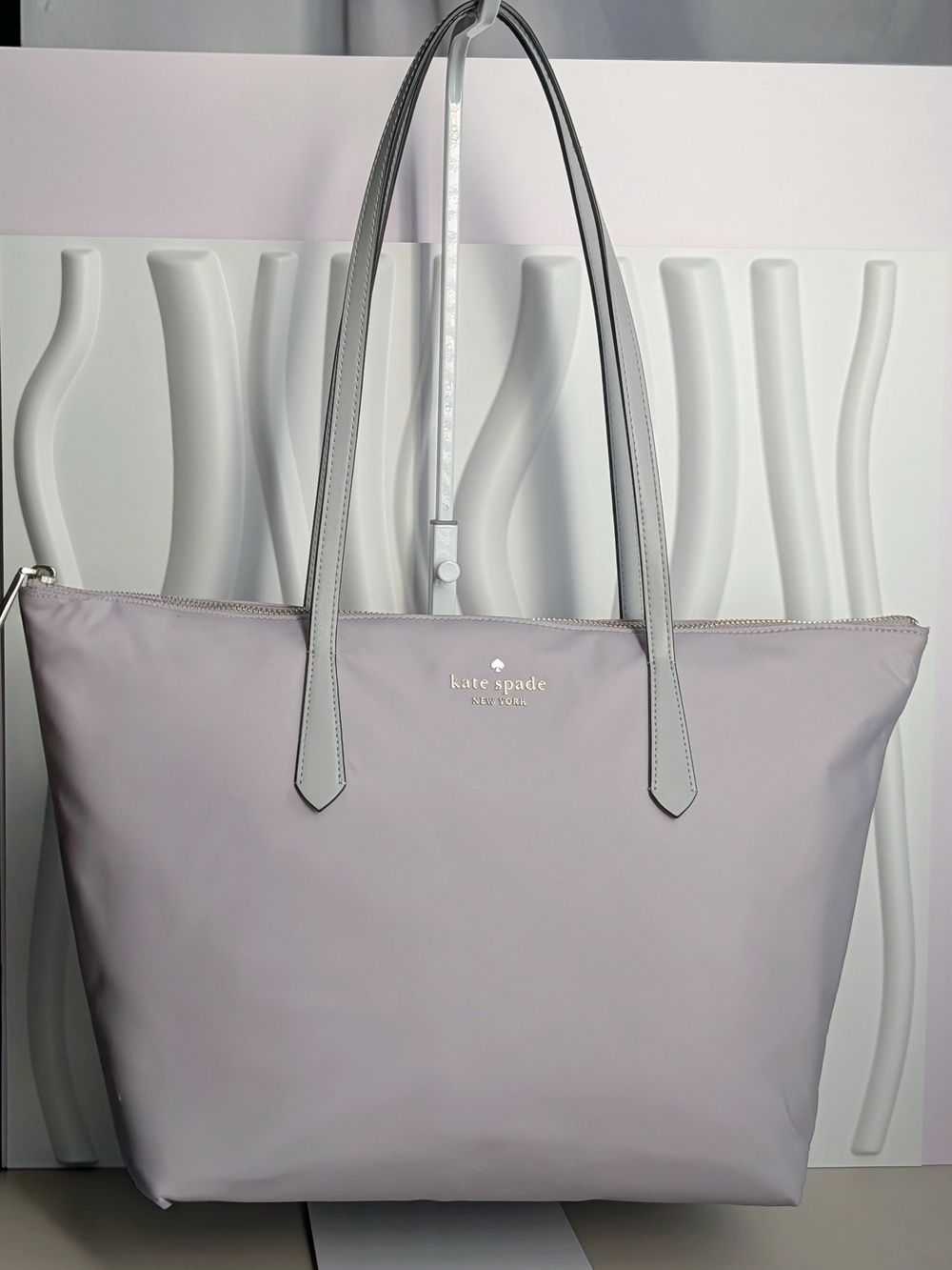 Kate Spade New York Kitt Medium Tote NWOT Platinum Grey Nylon Zip Tote Bag